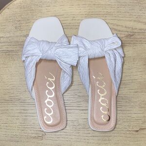 CCOCCI Women's Cream Bow Slide Sandals